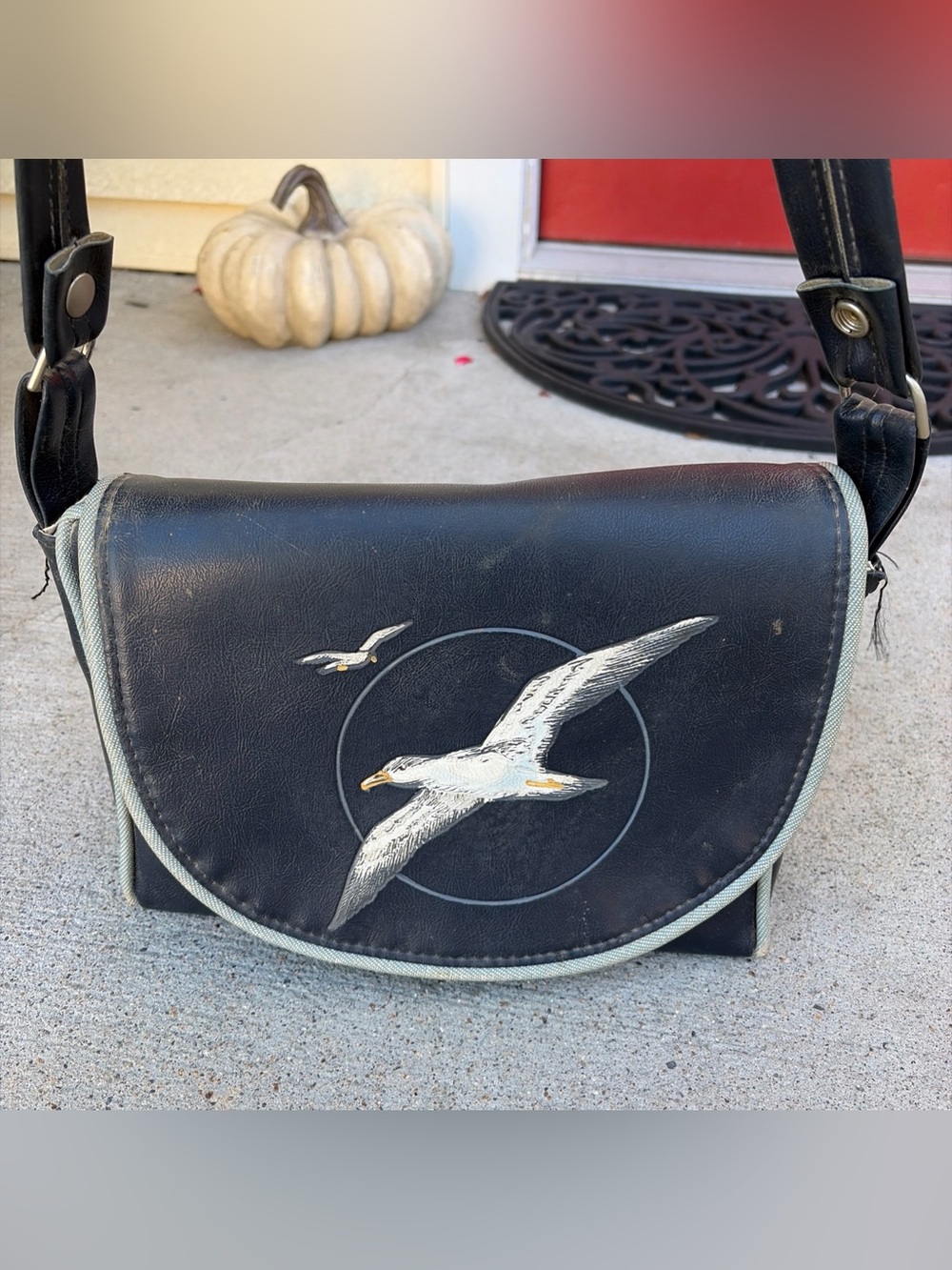 Vintage Kenyons Handbag Hand Painted Seagull Shoulder Purse